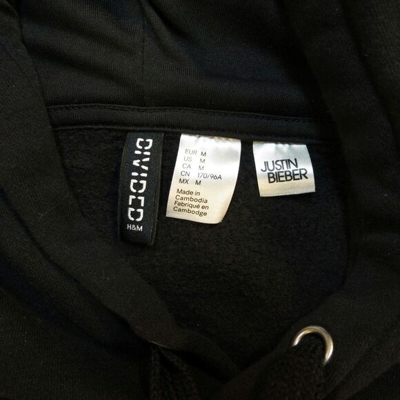 JUSTIN BIEBER STADIUM TOUR CONCERT CROPPED HOODIE HOODED SWEATSHIRT M H&M - Picture 5 of 5